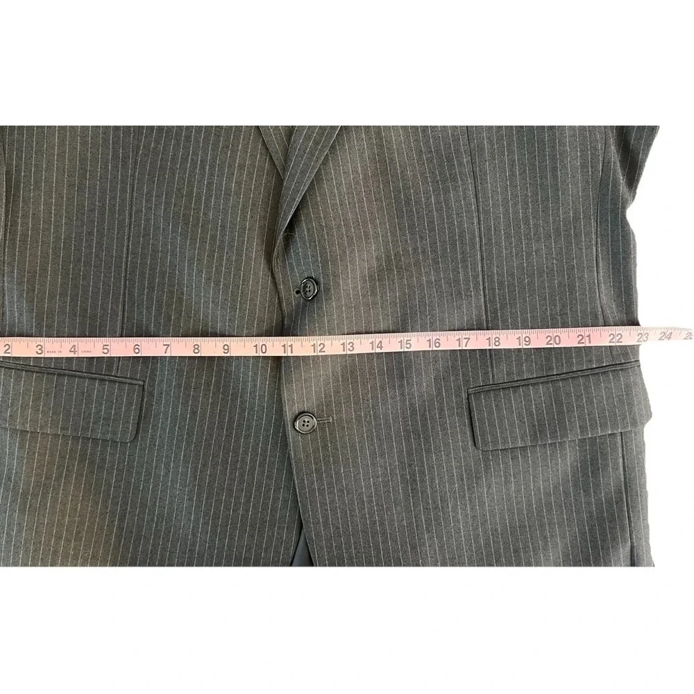 Jos‎ A Bank Signature Collection Blazer 46R Gray Pinstripe Wool Silk Suit Jacket